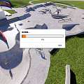 Outdoor Skate Park With Concrete Ramps Biking Area And Green Grass Surroundings