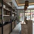 Modern Open Restaurant Interior With Wooden Dining Tables And Pendant Lights