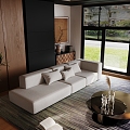 Modern living room sofa coffee table carpet decoration 3d model