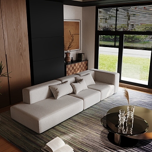 Modern living room sofa coffee table carpet decoration 3d model