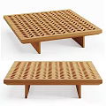 Modern Wooden Functional Table With Wavy Perforated Surface And Sleek Legs