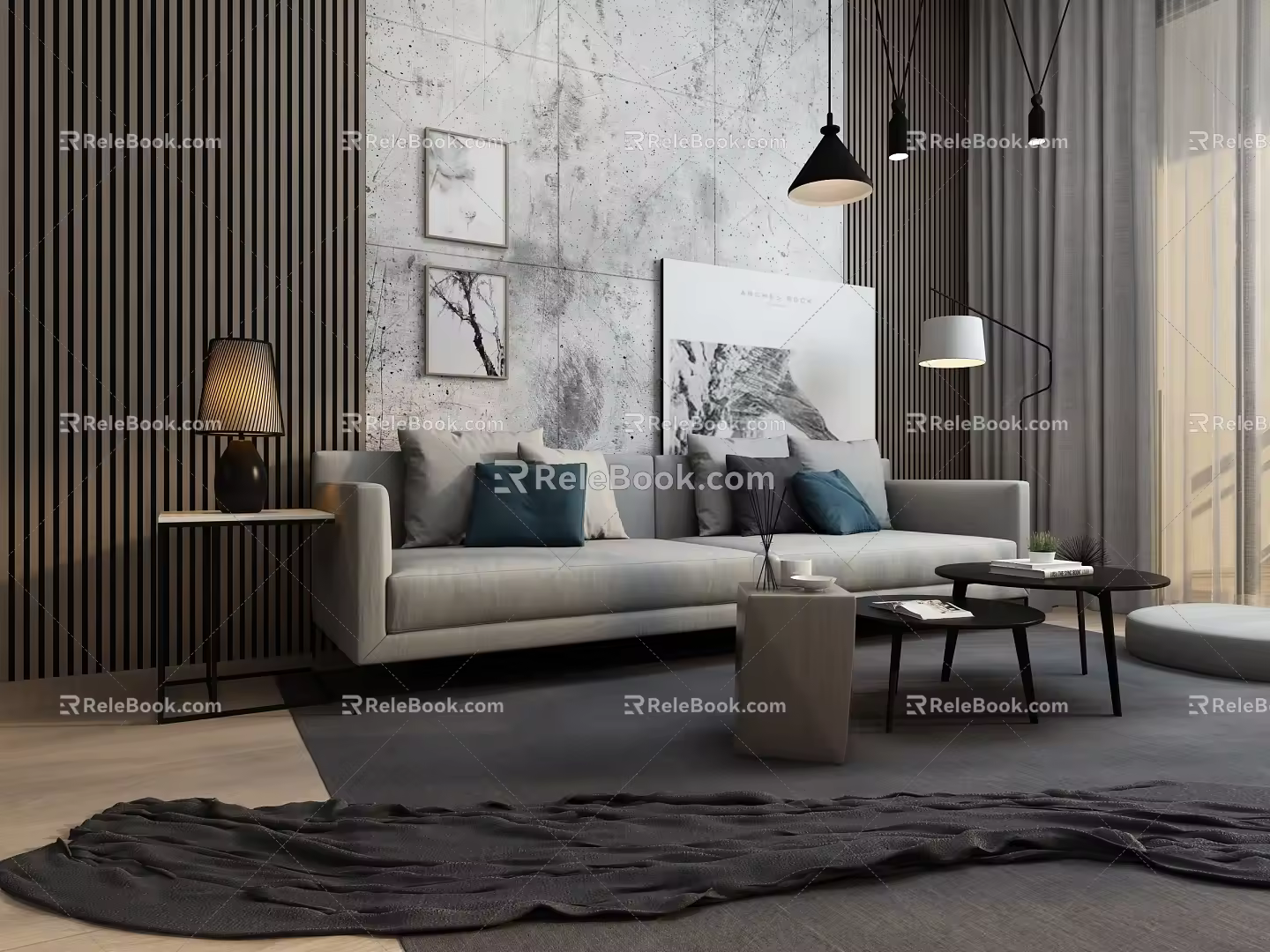 Nordic Double Sofa Sofa Combination 3d model