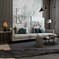 Nordic Double Sofa Sofa Combination 3d model