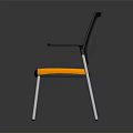 Stylish Modern Leisure Chair With Yellow Cushioned Seat Black Armrests And Metal Legs