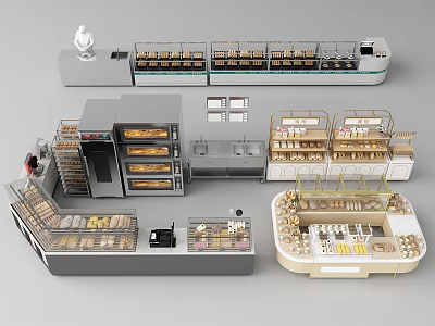 Commercial Bakery Display Shelves With Modern Multi Tier Glass Door Design 3d model