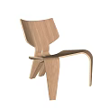 Modern Wooden Single Chair With Curved Structure And Elegant Design