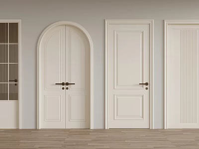 White Hinged Doors With Various Designs For Modern Interior Home Spaces 3d model