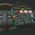 Weapon Bomb With Electronic Circuit Board Digital Timer Yellow Coiled Hose And Metal Straps