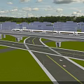 Modern Urban Road Infrastructure With Elevated Viaduct High Speed Train And Highway Vehicles