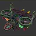 Sci Fi Multirotor Drone Flying Vehicle With Mechanical Rotors And Structure