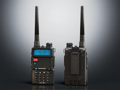 Black Digital Walkie Talkies With Long Antennas LCD Displays And Control Buttons 3d model
