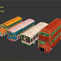 Bus Large Bus CMB Medium Van Large Van Bus School Bus Van Box Car 3d model
