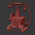 Vintage Telephone With Old Fashioned Design Metal Base Red Coiled Cord And Brass Accents
