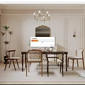 Elegant Dining Room Interior with Chandelier Mirror Dining Table Chairs and Plants