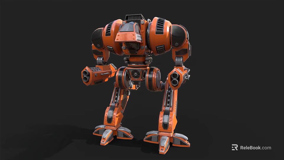 Smart Orange Machine With Mechanical Structure Jointed Legs And Armored Design 3d model