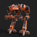 Smart Orange Machine With Mechanical Structure Jointed Legs And Armored Design 3d model