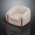 Beige Armchair With Wooden Arms And Legs For Modern Living Room Furniture