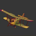 Colorful Biplane Model With Yellow Pink Wings And Open Cockpit Propeller