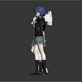 Four Blue Haired Female Characters Displaying Different Outfits and Styles 3d model