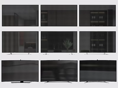 Sleek Modern Curved Slim Television With Stylish Stand In Living Room 3d model