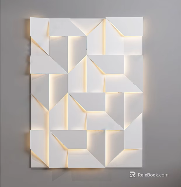 Modern Geometric Wall Lamp With White Polygon Panels And LED Ambient Lighting 3d model 