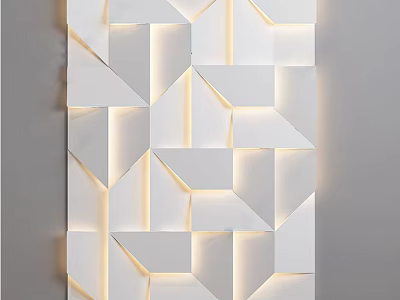 Modern Geometric Wall Lamp With White Polygon Panels And LED Ambient Lighting 3d model