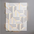 Modern Geometric Wall Lamp With White Polygon Panels And LED Ambient Lighting