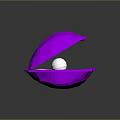 Shiny Pearl Inside Open Purple Shell With Pink Lining On Dark Background
