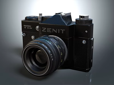 Vintage ZENIT TTL Camera Retro Analog Electronic Device With Lens And Classic Design 3d model