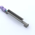 Industrial Screw Conveyor Equipment Featuring Purple Motor and Helical Blades in Conveying Trough