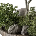 Lush Green Arbor With Branches Shrubs And Stones In Natural Setting