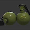 Green Spherical Objects With Metal Components And Yellow Markings On Dark Surface 3d model