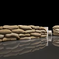 Stacked Sandbags As Sports Equipment On Reflective Floor For Fitness Training