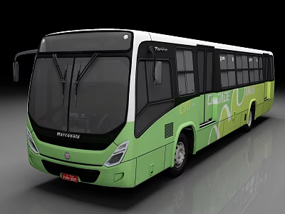 Marcopolo Green City Bus With Modern Design Large Windows And White Roof 3d model