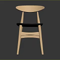 Modern Wooden Dining Chair with Curved Backrest and Black Cushioned Seat