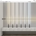 Modern Interior Design With Vertical Light Strips Horizontal Bar And Marble Countertop 3d model