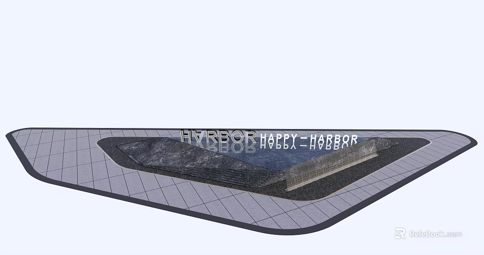Garden Ornament Design With Water Feature Paved Base And Stone Edge 3d model 