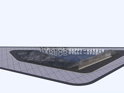 Garden Ornament Design With Water Feature Paved Base And Stone Edge 3d model
