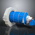 Industrial Blue Drum Equipment With Metal Frame Ladder And Control Panel