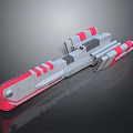 Futuristic Interstellar Spaceship 3D Model With Red And Gray Sections And Aerodynamic Structure