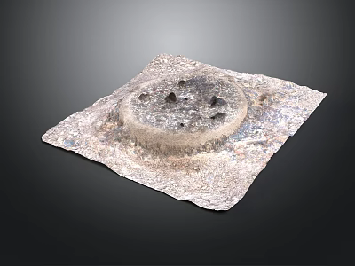 Natural Wood And Stone Decorative Piece With Square Base And Circular Accent 3d model