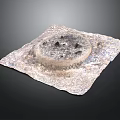 Natural Wood And Stone Decorative Piece With Square Base And Circular Accent
