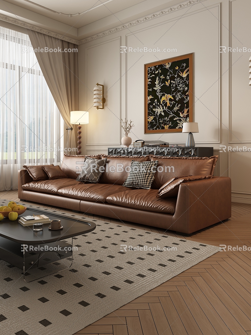 Antique Sofa Leather Sofa model