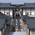 Ancient Architecture With Traditional Black Tiled Roofs Wooden Structures And Symmetrical Courtyard Layout