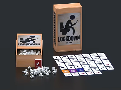 Lockdown Board Game Entertainment With Pieces Cards And Storage Box 3d model