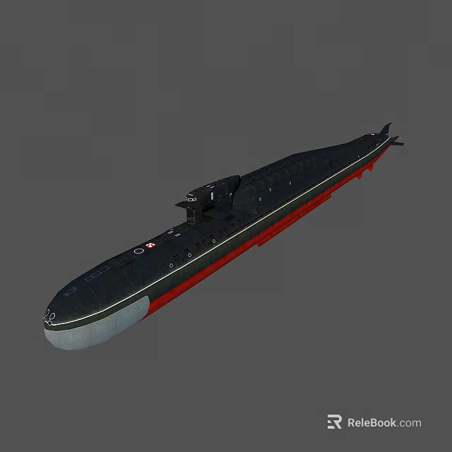Sleek Black Red Submarine Water Vehicle Design With Modern Hull Structure 3d model 