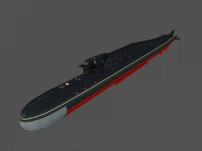 Sleek Black Red Submarine Water Vehicle Design With Modern Hull Structure 3d model