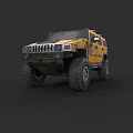Yellow Hummer Off Road Vehicle With Large Rugged Tires And Bold Design