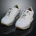 White Lace Up Sneakers With Red Accents And Beige Sole For Casual Everyday Wear