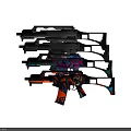 Colorful Tactical Weapons with Diverse Designs and Vibrant Patterns on